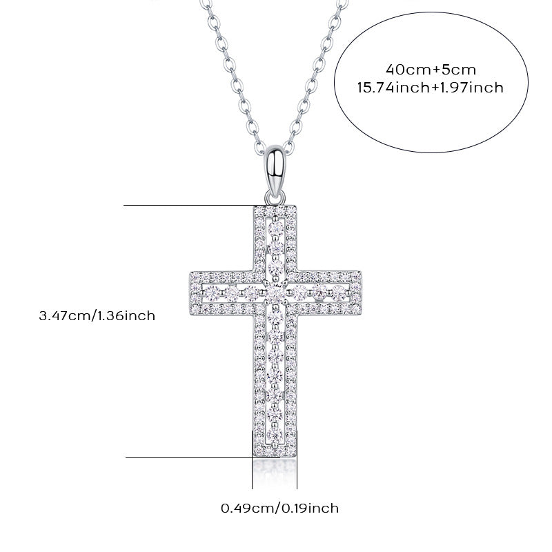 S925 Sterling Silver Plated with 18K Gold Moissanite Cross Pendant Diamon Necklac