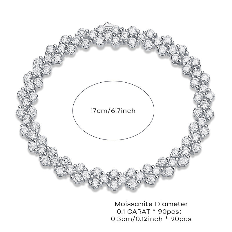 9 Carat Moissanite Luxury Bracelet S925 Silver Plated 18K Gold Women's Style