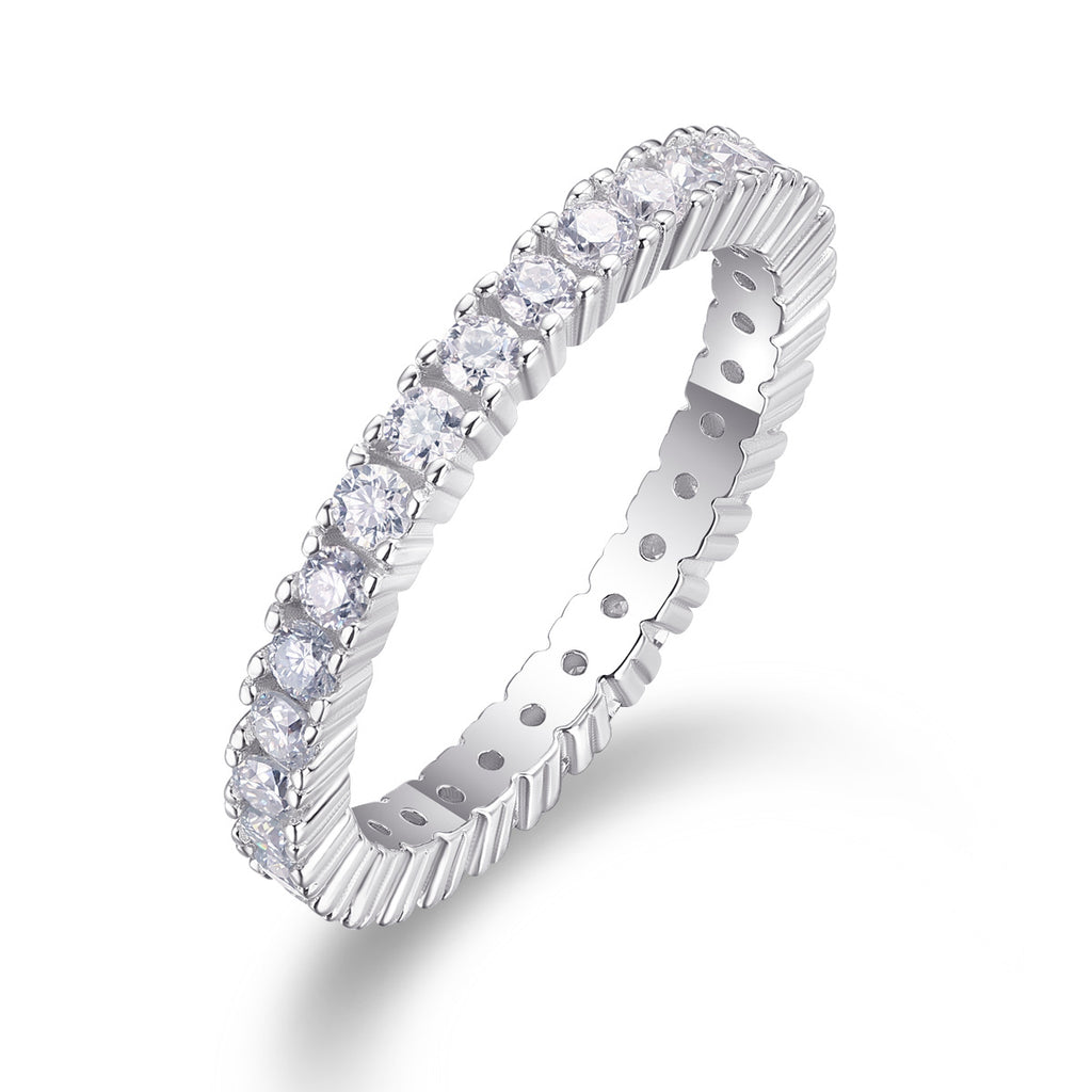 Stackable S925 Silver Inlaid Moissanite Ring