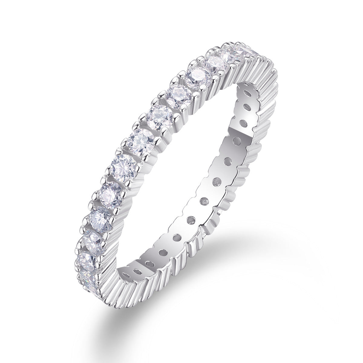 Stackable S925 Silver Inlaid Moissanite Ring