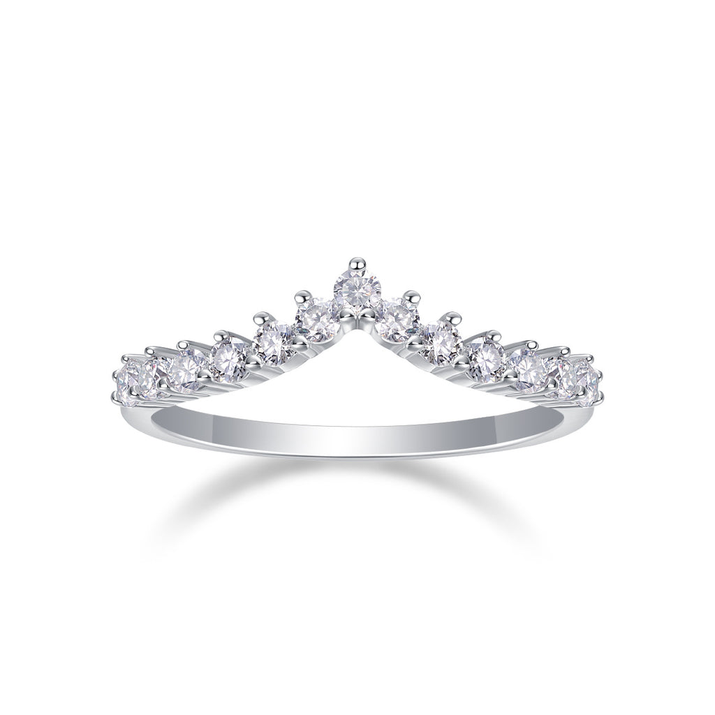 2.6CT Moissanite V-shaped Single Row Diamond Ring for Women