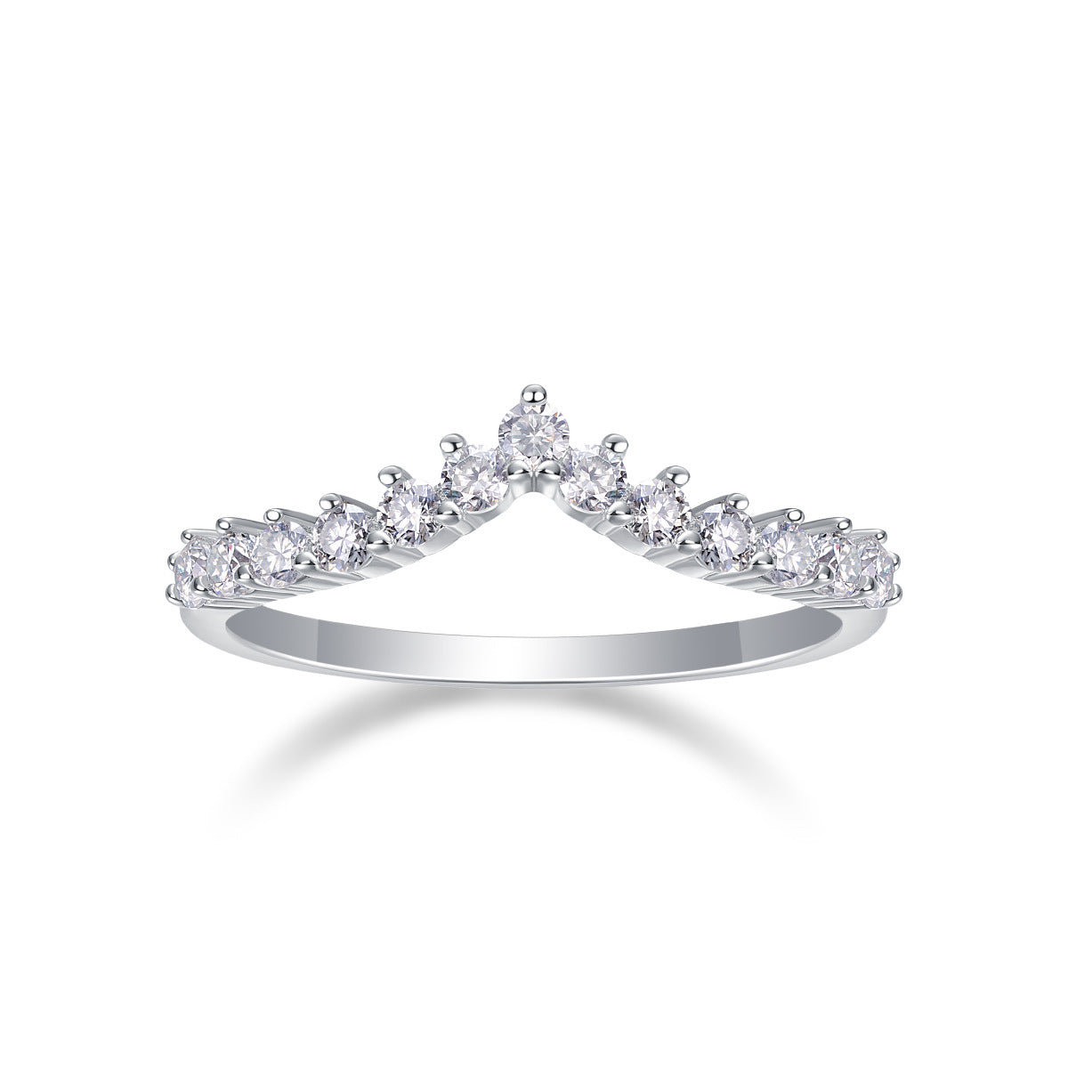 2.6CT Moissanite V-shaped Single Row Diamond Ring for Women
