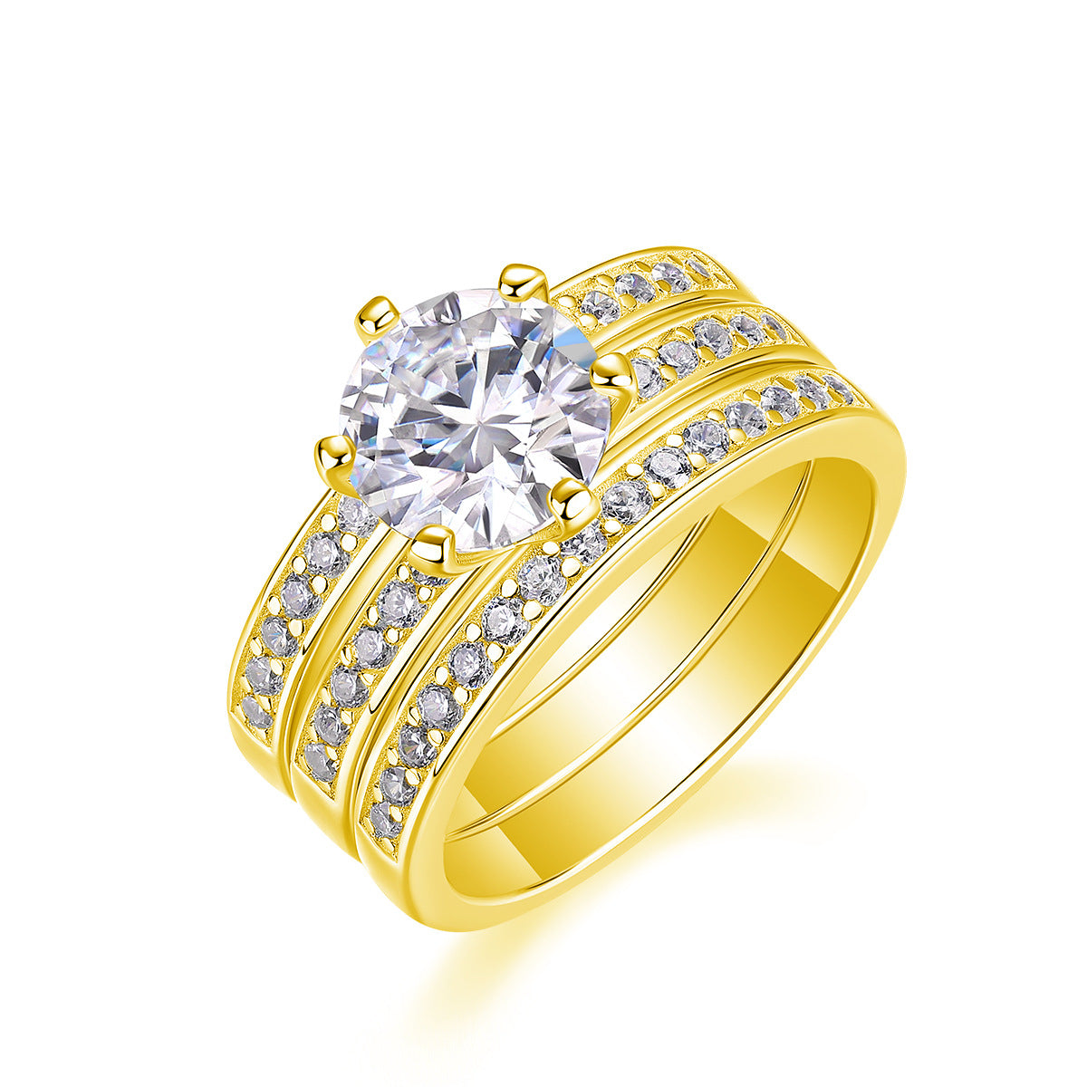 2 Carat Moissanite Three-Piece Stackable Artistic Multiple Matching Rings