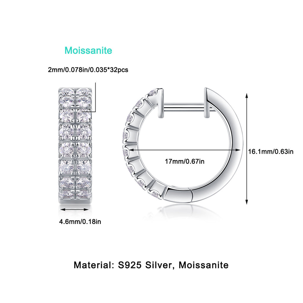Moissanite Stud Earrings for Women S925 Plated with 18K White Gold