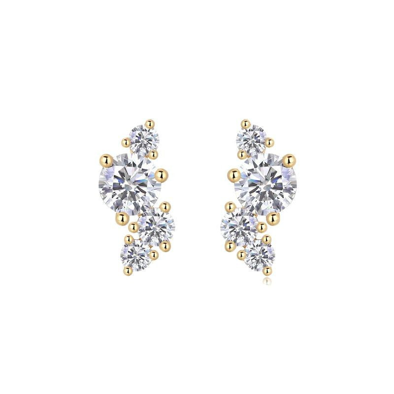 Moissanite Fancy Stud Earrings for Women S925 18K Gold Plated