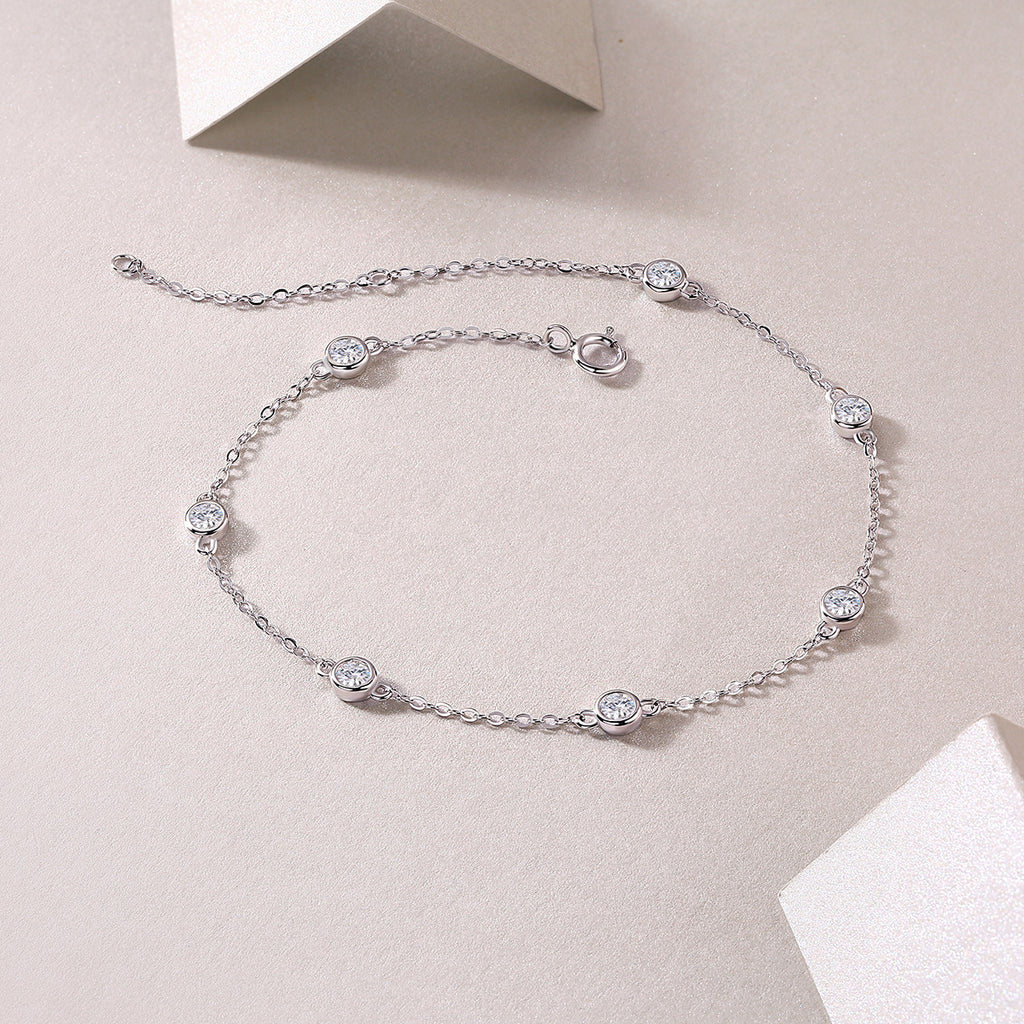 Moissanite Bubble Bracelet for Women S925 Silver Plated with 18K White Gold