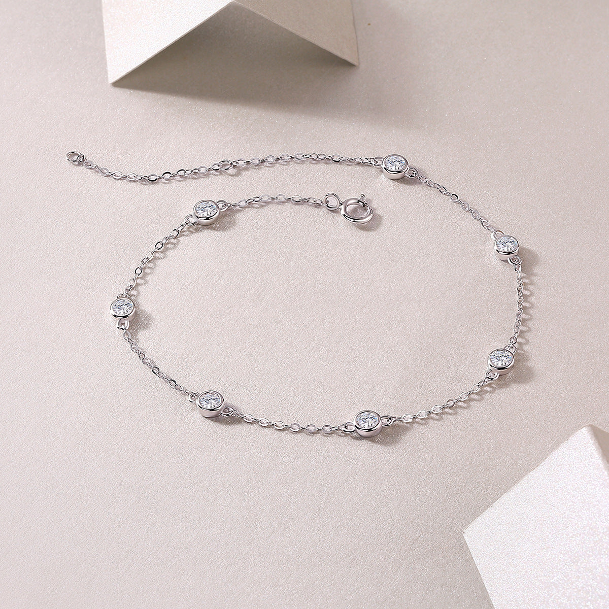 Moissanite Bubble Bracelet for Women S925 Silver Plated with 18K White Gold
