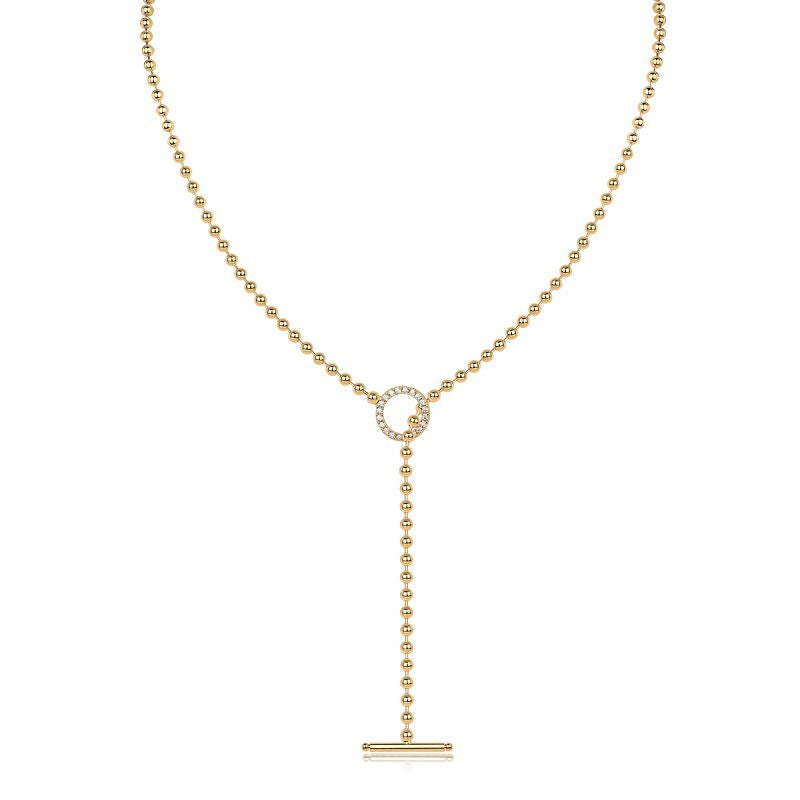Y-shaped Moissanite Long Necklace for Women S925 Silver Plated with 18K Gold
