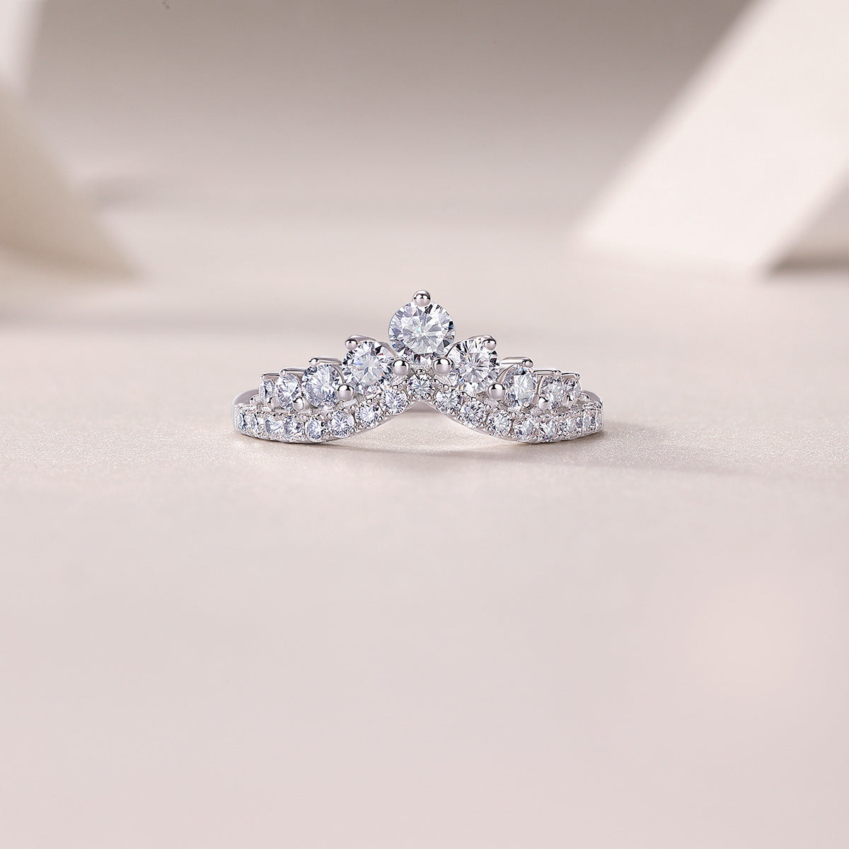 Victory V-Shaped Design Moissanite Engagement Ring For Women