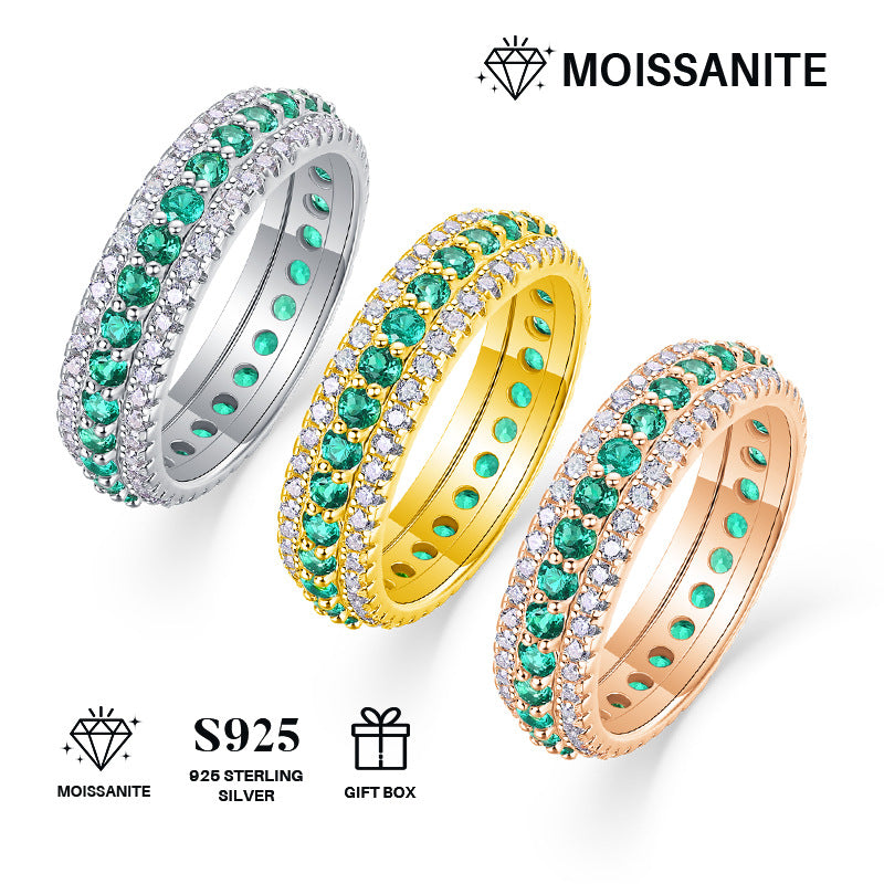 Colorful Cultivated Gemstone Moissanite Ring for Women