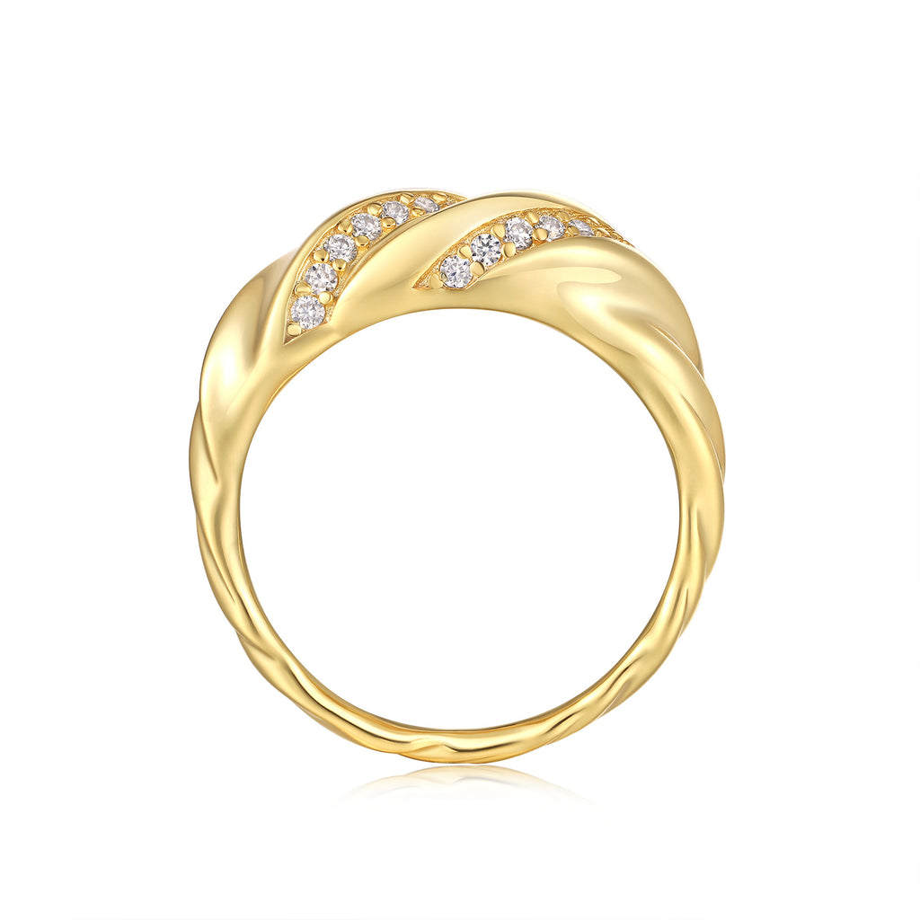 Moissanite Surround Inlaid Ring for Women S925 Silver Plated with 18K Gold