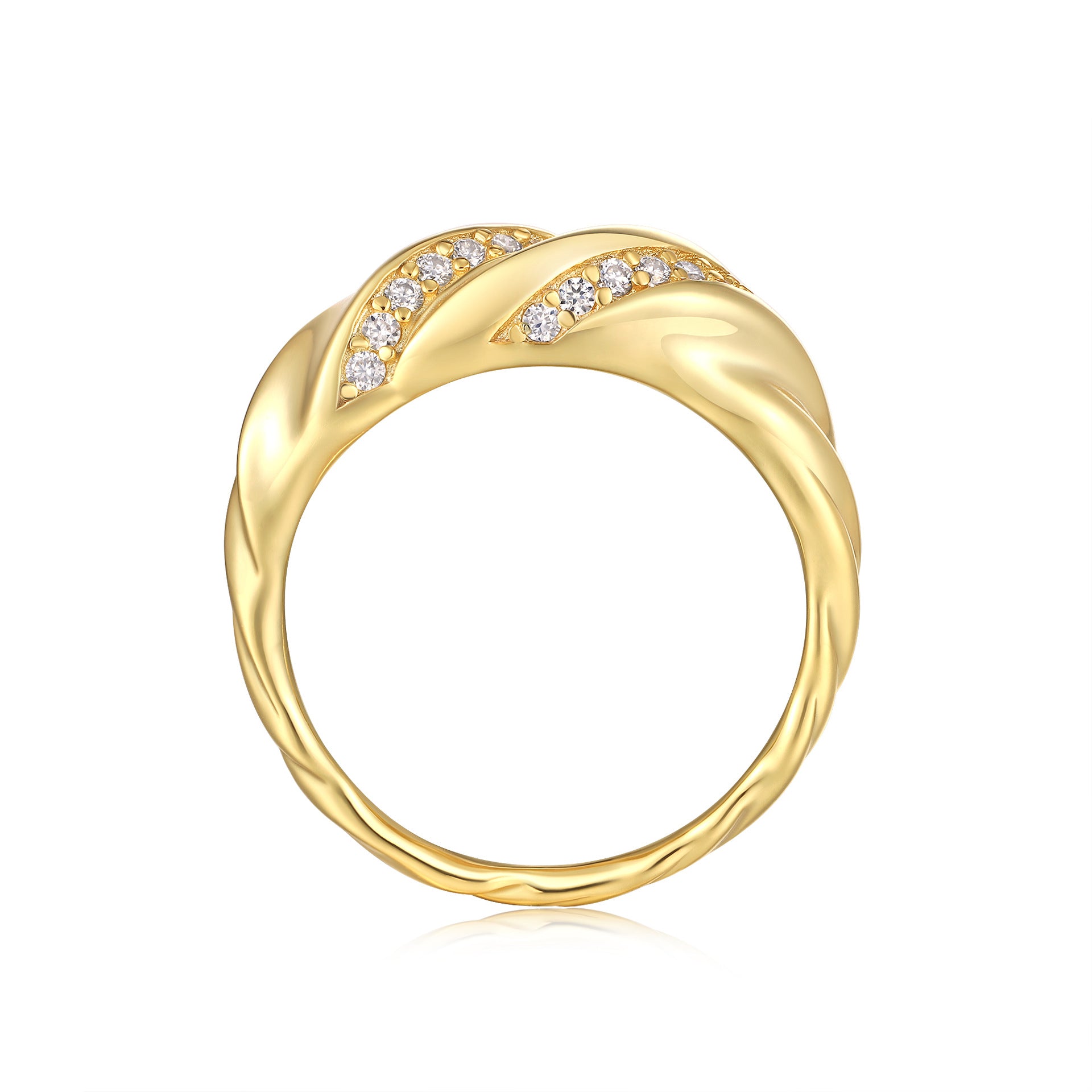 Moissanite Surround Inlaid Ring for Women S925 Silver Plated with 18K Gold