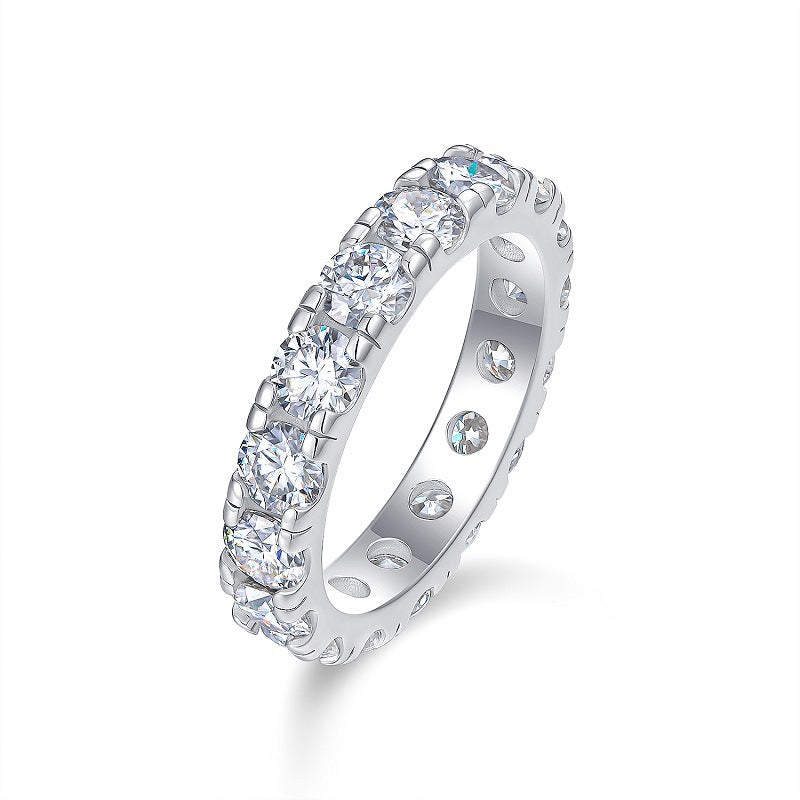 Single Row Moissanite Diamond Ring for Men and Women S925 Silver Plated with 18K White Gold