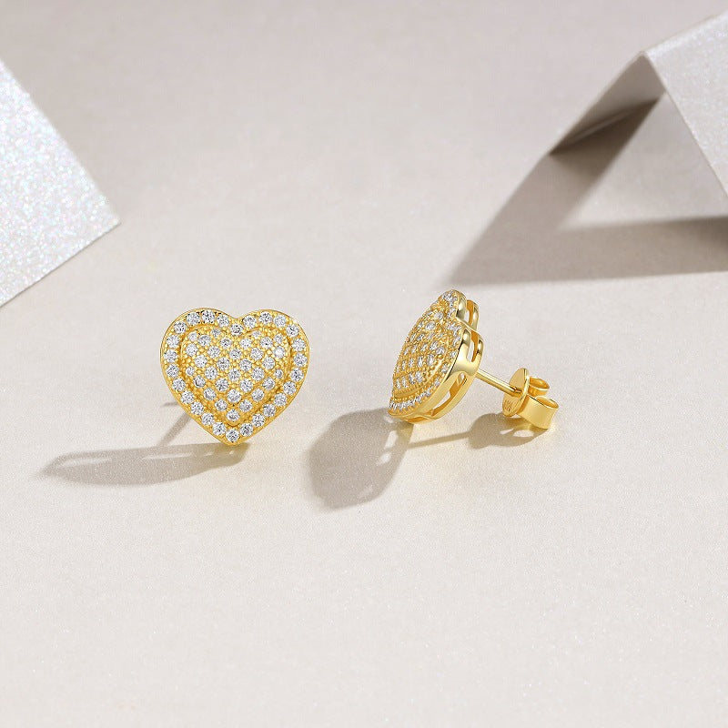 Heart-Shaped Moissanite Diamond Stud Earrings For Women