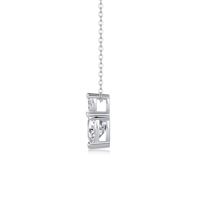 1 Carat Moissanite Heart-Shaped Pendant Necklace 3D Prong Setting S925 Sterling Silver
