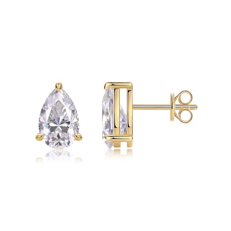 Moissanite Unisex Earrings S925 Sterling Silver Gold Plated 18K Earrings