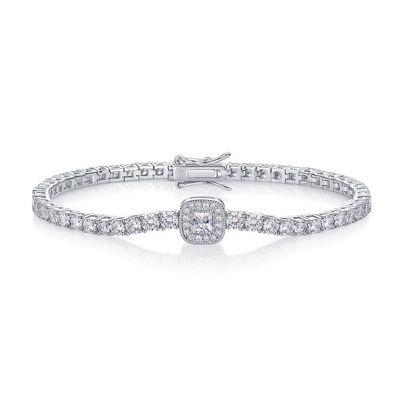 Men's and Women's Hip-Hop Moissanite Tennis Bracelet S925 Sterling Silver Tennis Plated with 18K Gold