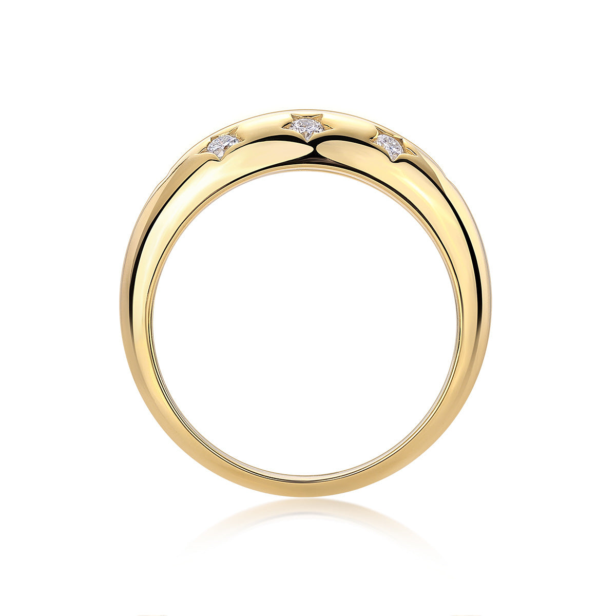 Unisex Trendy Star Charm Moissanite Silver Plated 18K Gold Ring