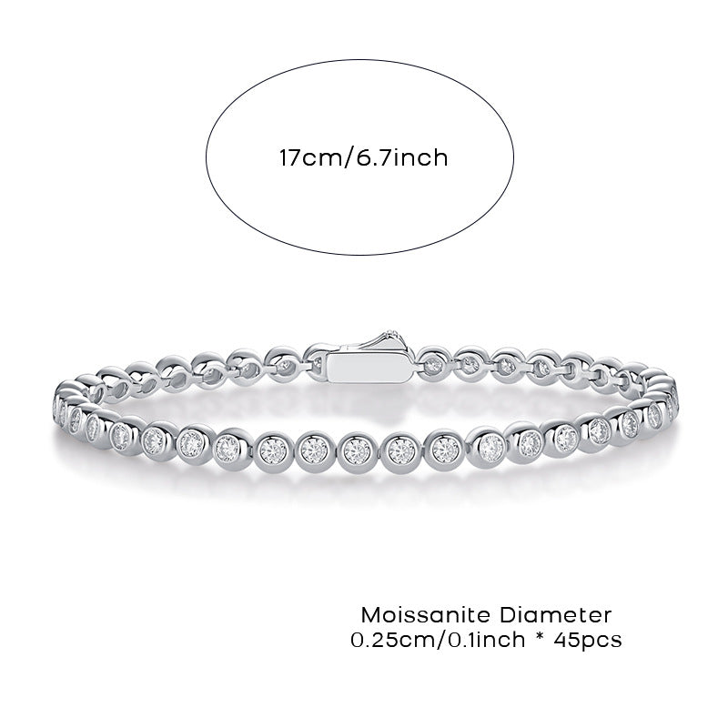 Bubble 1.8mm Round Moissanite Tennis Bracelet S925 Silver Plated 18k White Gold