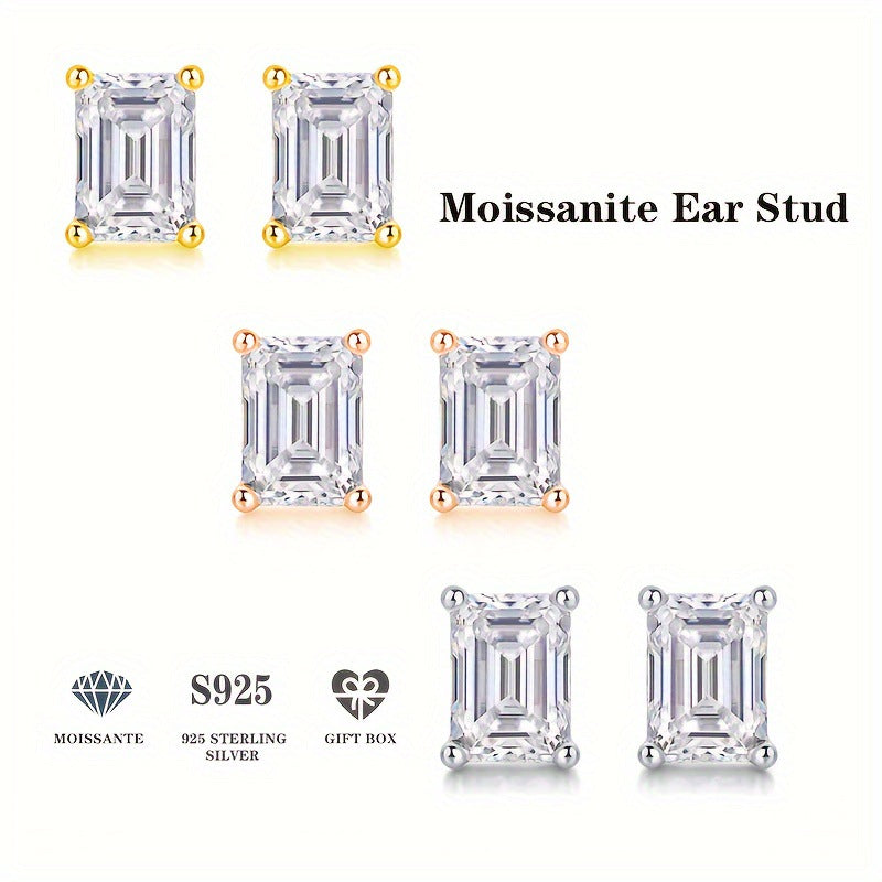 Square Cut Moissanite Diamond Stud Earrings for Women