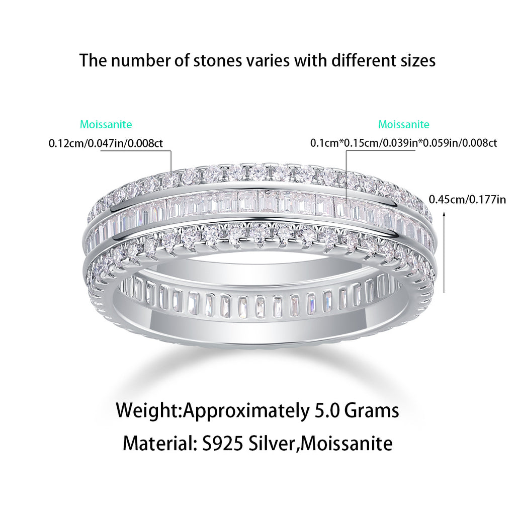 New Men's and Women's Moissanite Ring S925 Plated with 18K White Gold