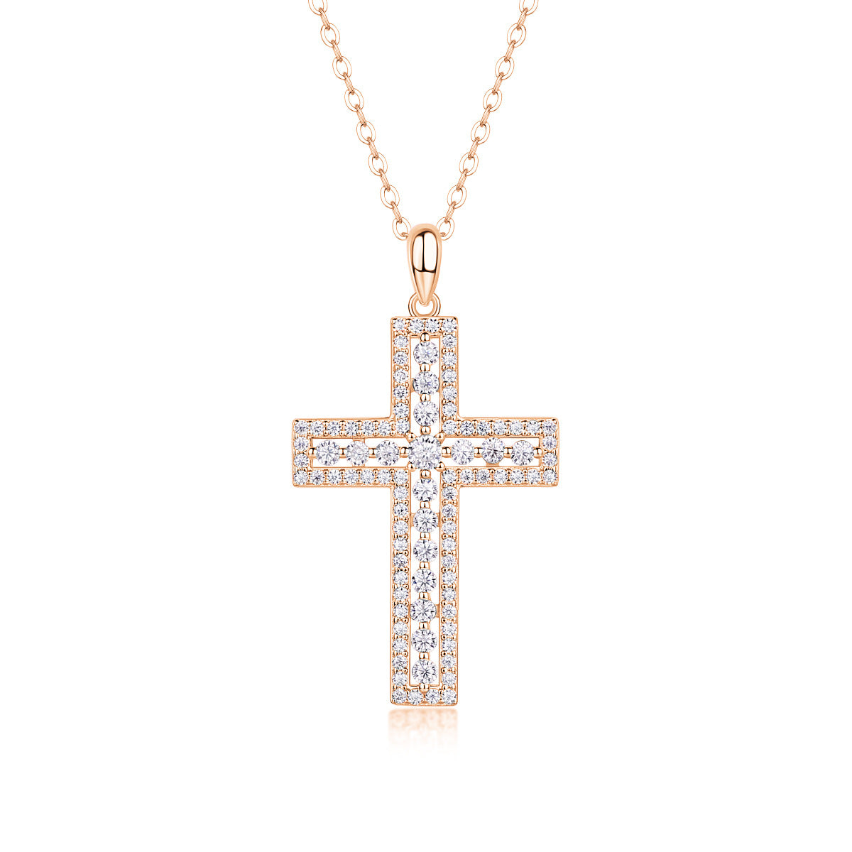 S925 Sterling Silver Plated with 18K Gold Moissanite Cross Pendant Diamon Necklac