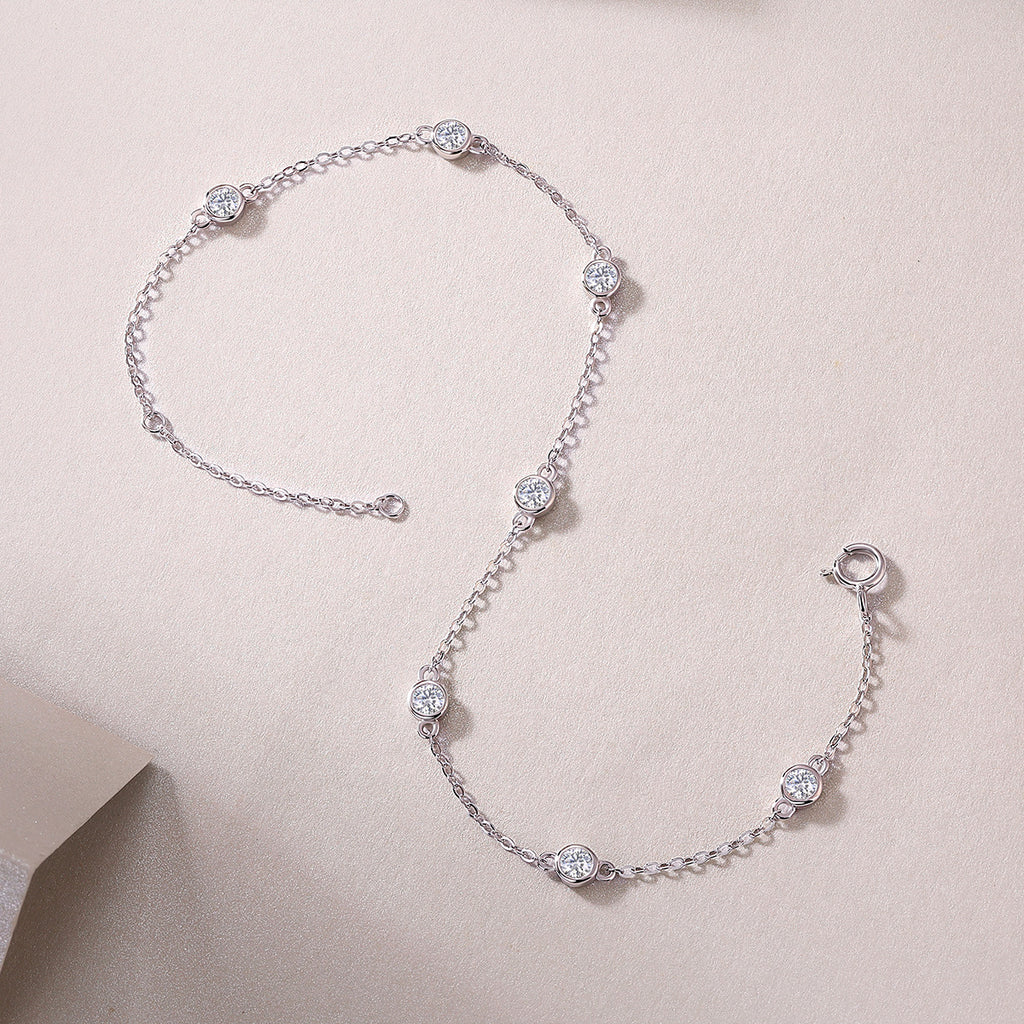 Moissanite Bubble Bracelet for Women S925 Silver Plated with 18K White Gold