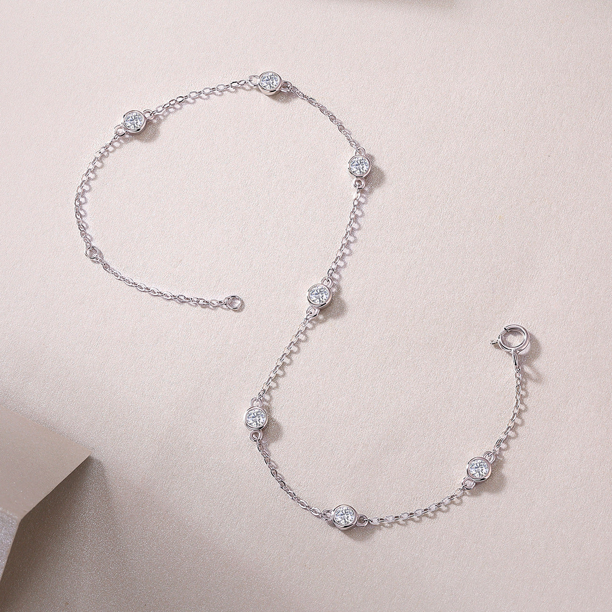 Moissanite Bubble Bracelet for Women S925 Silver Plated with 18K White Gold