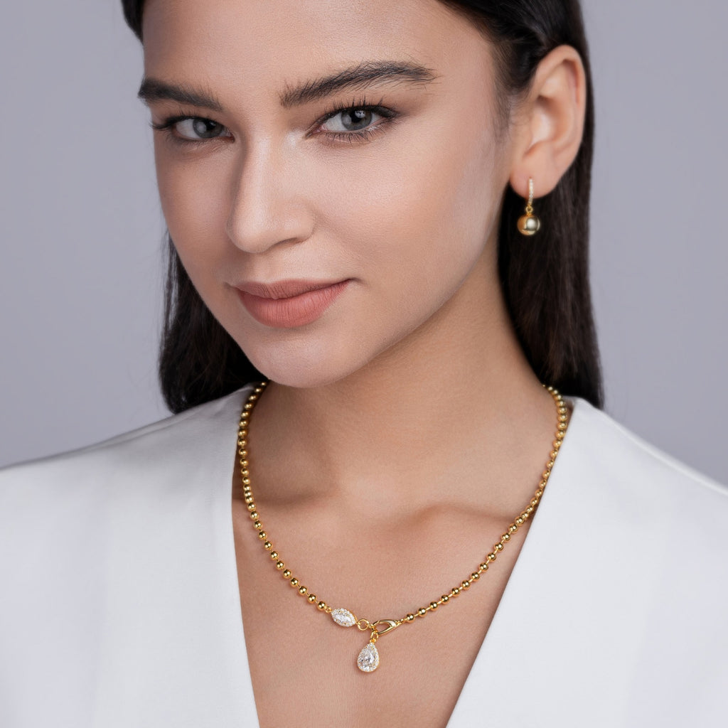 Twilight Orchid Double Diamond Moissanite 18K Gold Plated 18K Silver Necklace