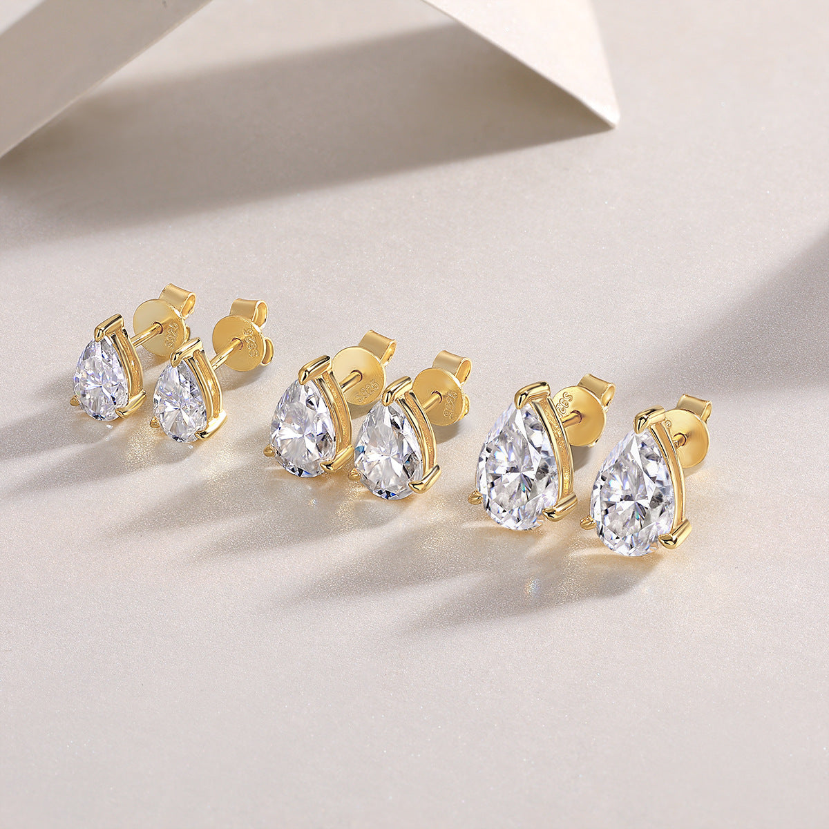 Moissanite Unisex Earrings S925 Sterling Silver Gold Plated 18K Earrings