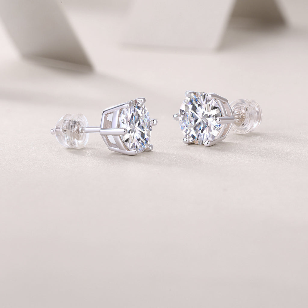 2CT(1CT*2)D-VVS1 Lab Grown Diamond Stud Earrings for Men and Women