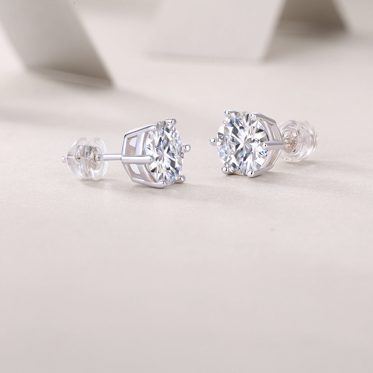 2CT(1CT*2)D-VVS1 Lab Grown Diamond Stud Earrings for Men and Women