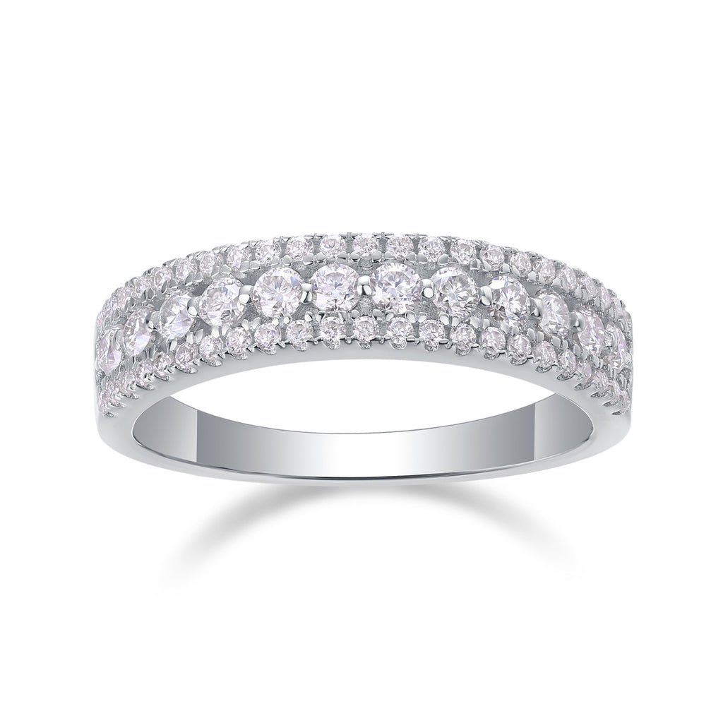Moissanite Diamond Unisex Ring S925 Silver Plated 18K White Gold