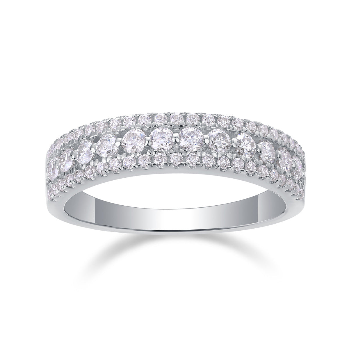 Moissanite Diamond Unisex Ring S925 Silver Plated 18K White Gold