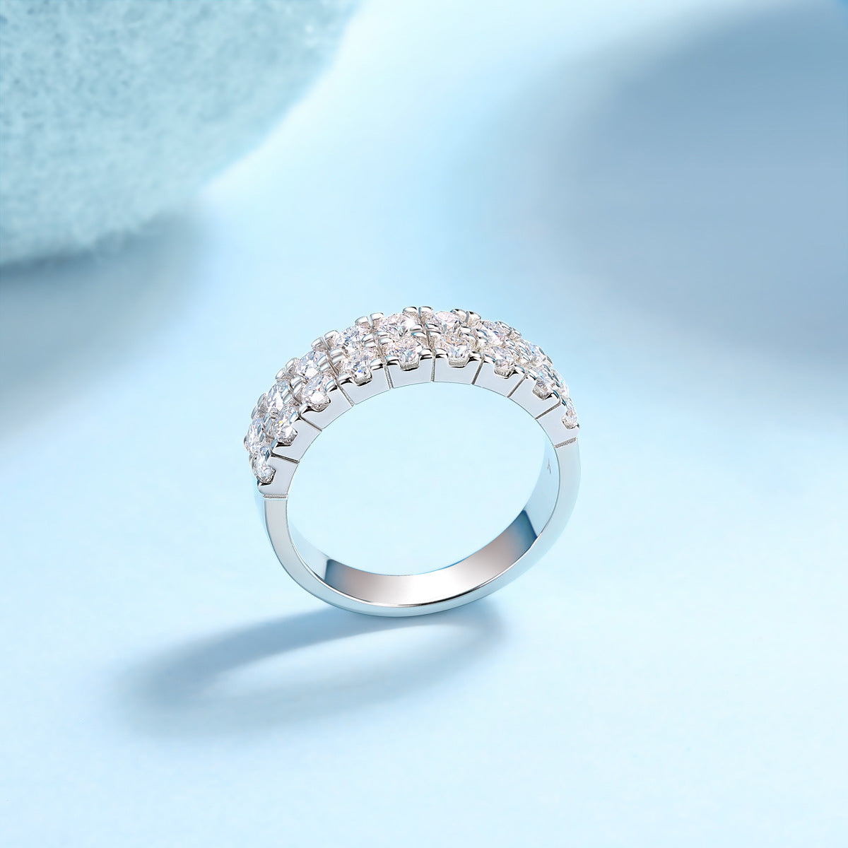 Double Row 1.8CT Moissanite Engagement Ring For Men and Women