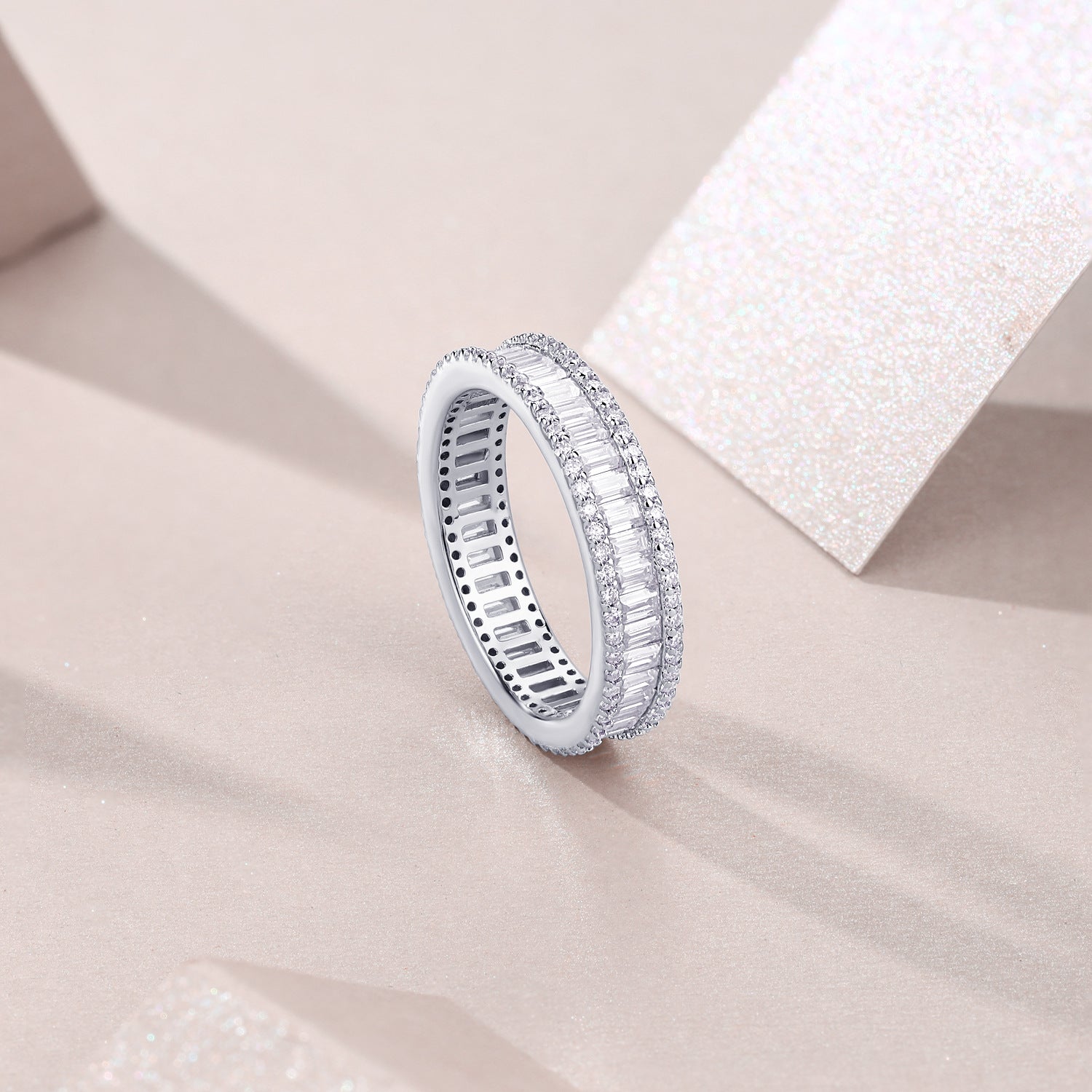 New Moissanite Diamond Ring for Women S925 Plated with 18K White Gold