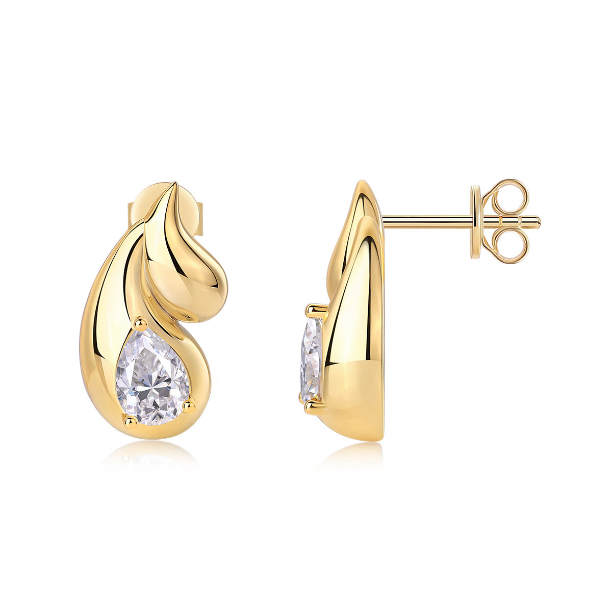 Gold Water Drop Shape Moissanite Earrings for Women