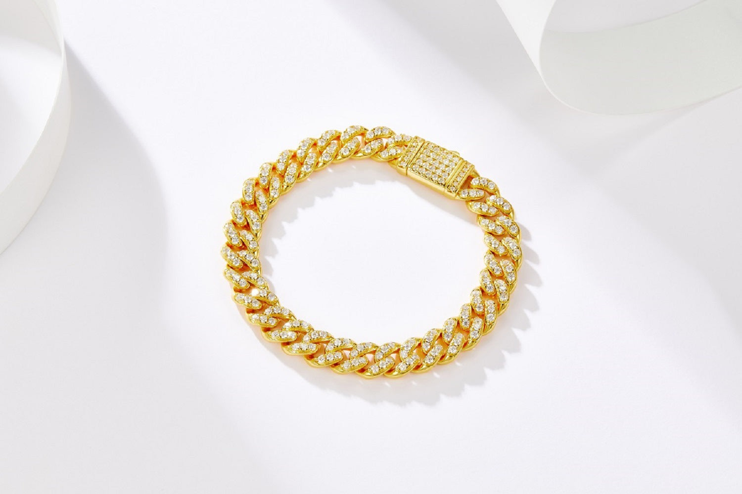 Men's and Women's Moissanite Cuban Bracelet S925 Silver Plated with 18K Gold