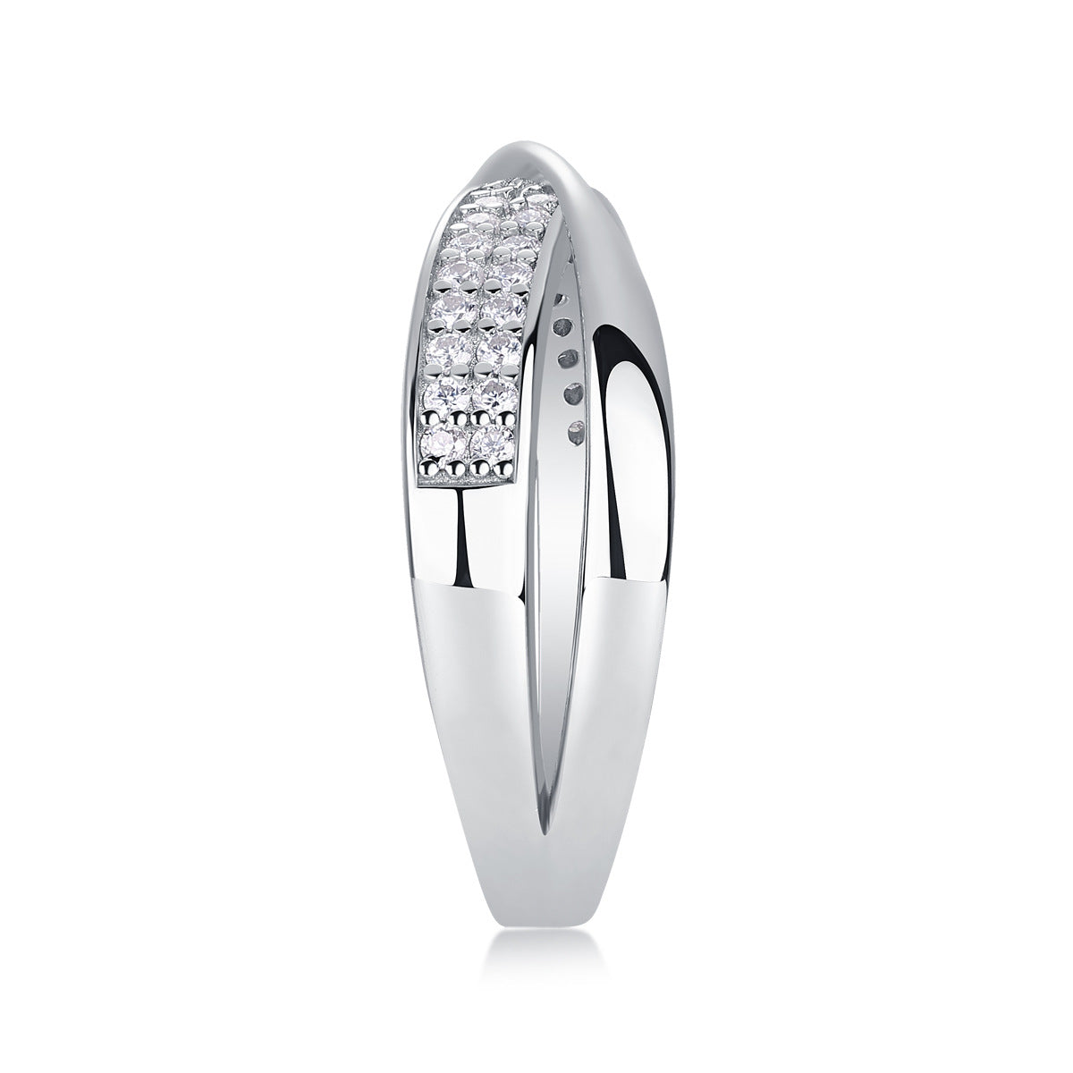 Cross Surround Moissanite Diamond Ring Female S925 Silver Plated 18K White Gold