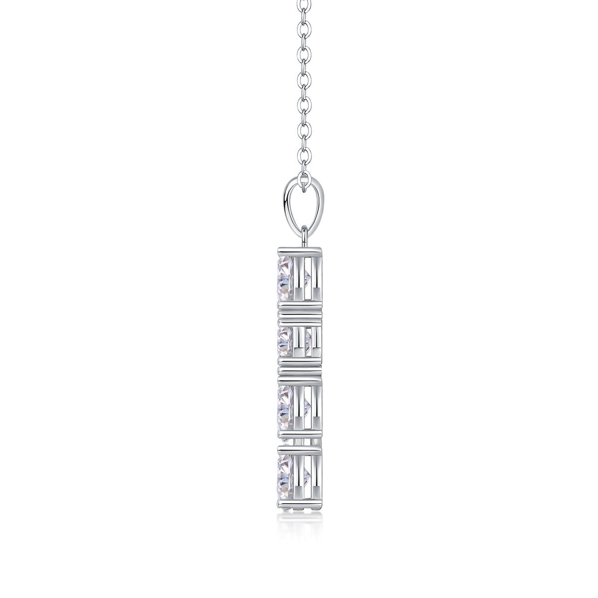Moissanite Cross Fashion Necklace S925 Plated with 18K White Gold
