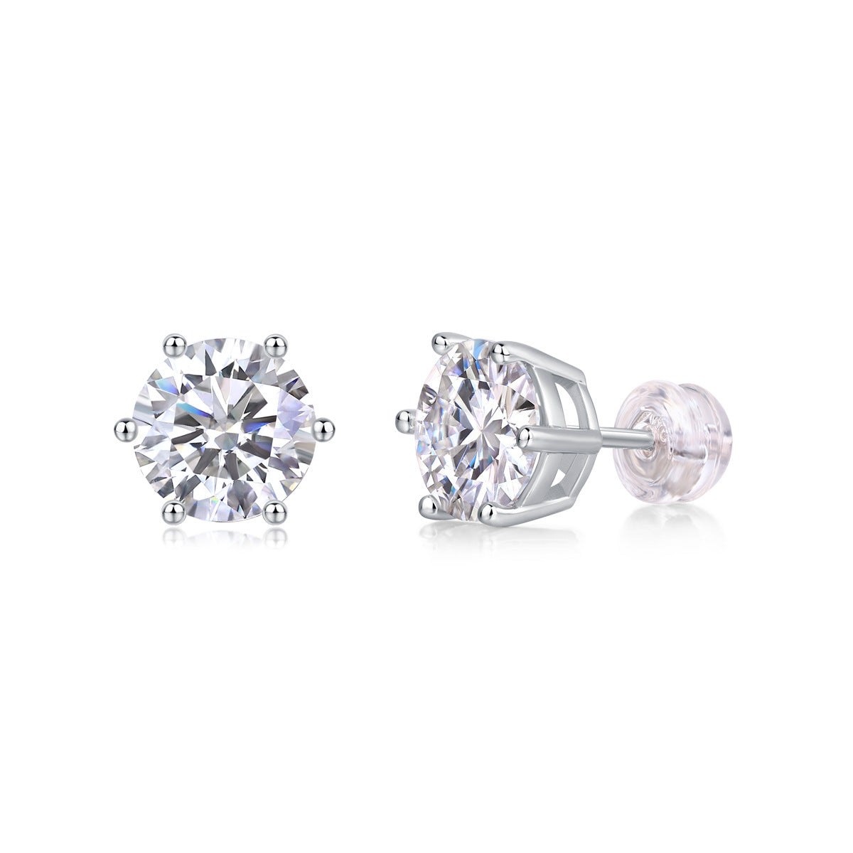 2CT(1CT*2)D-VVS1 Lab Grown Diamond Stud Earrings for Men and Women