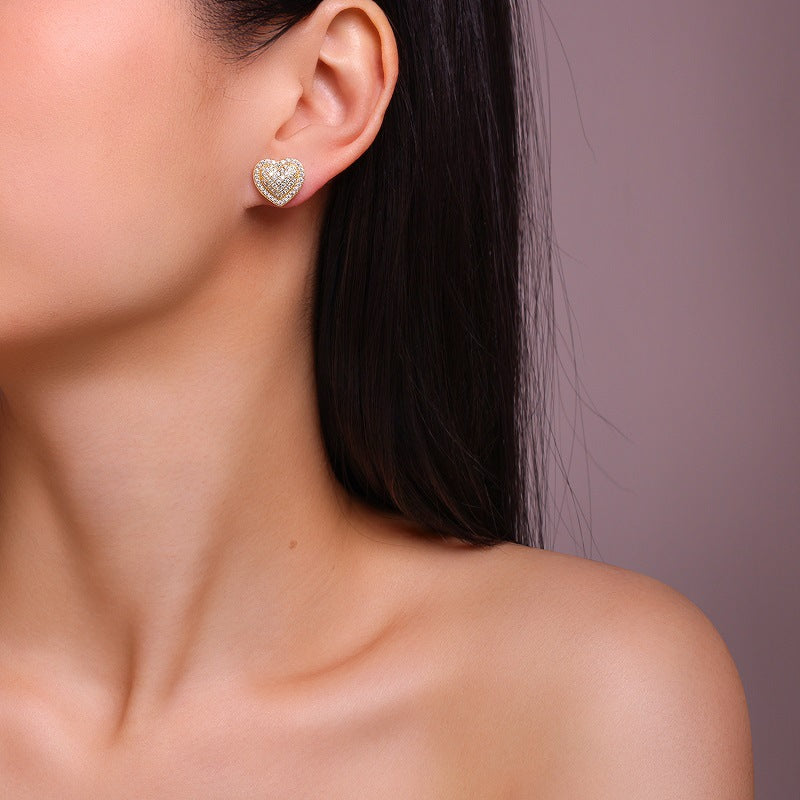 Heart-Shaped Moissanite Diamond Stud Earrings For Women