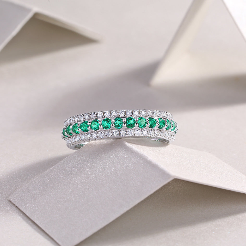 Colorful Cultivated Gemstone Moissanite Ring for Women