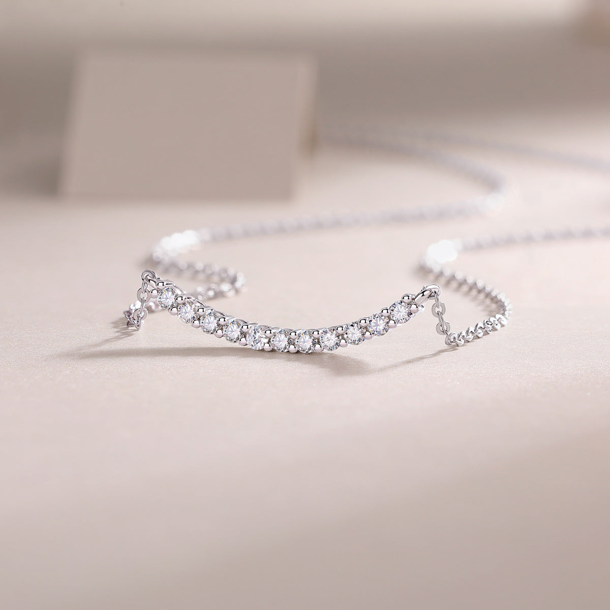 Loose Feel Single Row Moissanite Necklace For Women