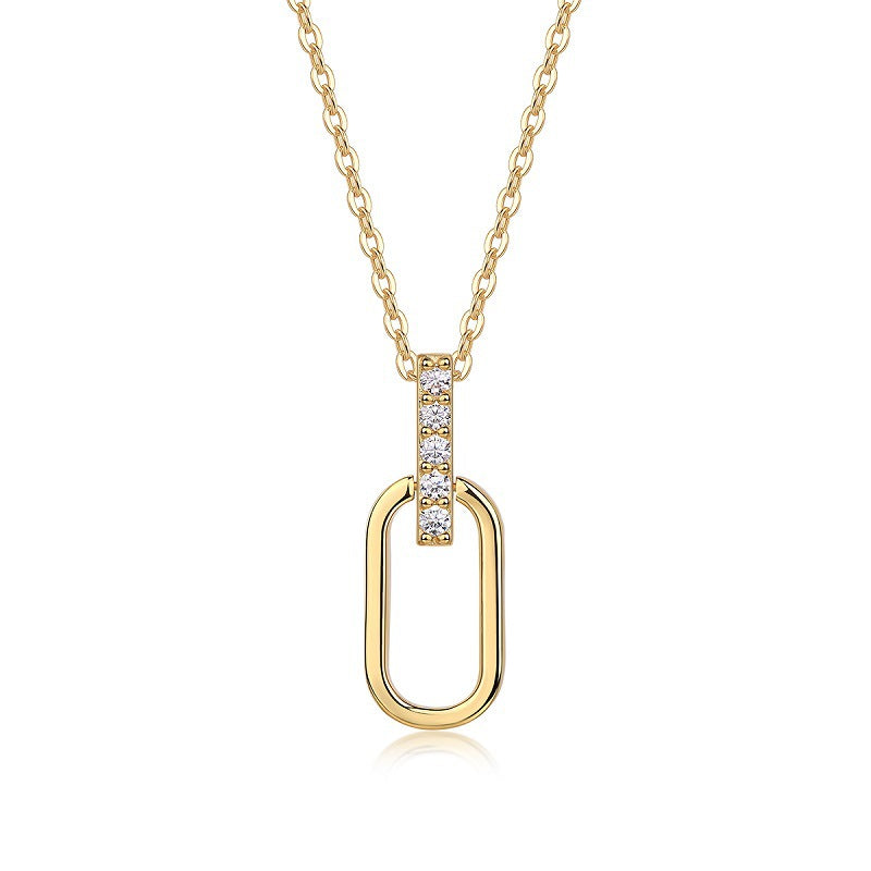 Light and Shadow Geometry Single Row Moissanite Pendant Necklace
