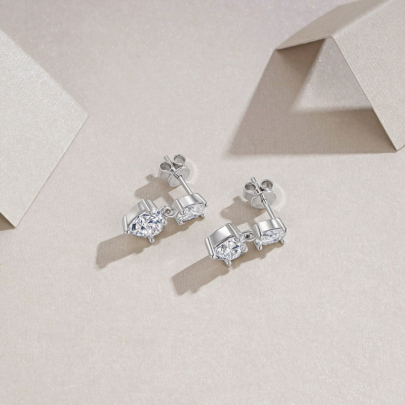 Moissanite Fashion Personality Heart-Shaped Earrings