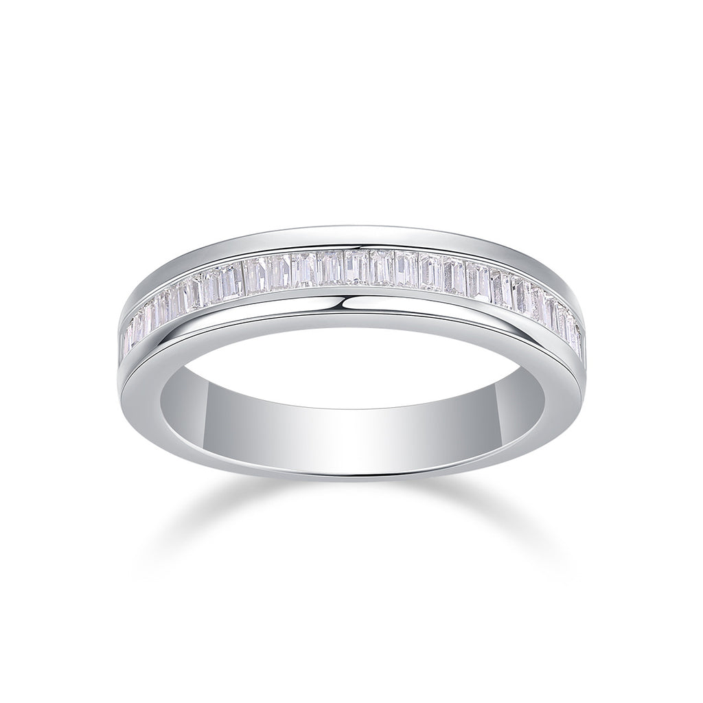 Single Row Emerald Cut Moissanite Ring for Women
