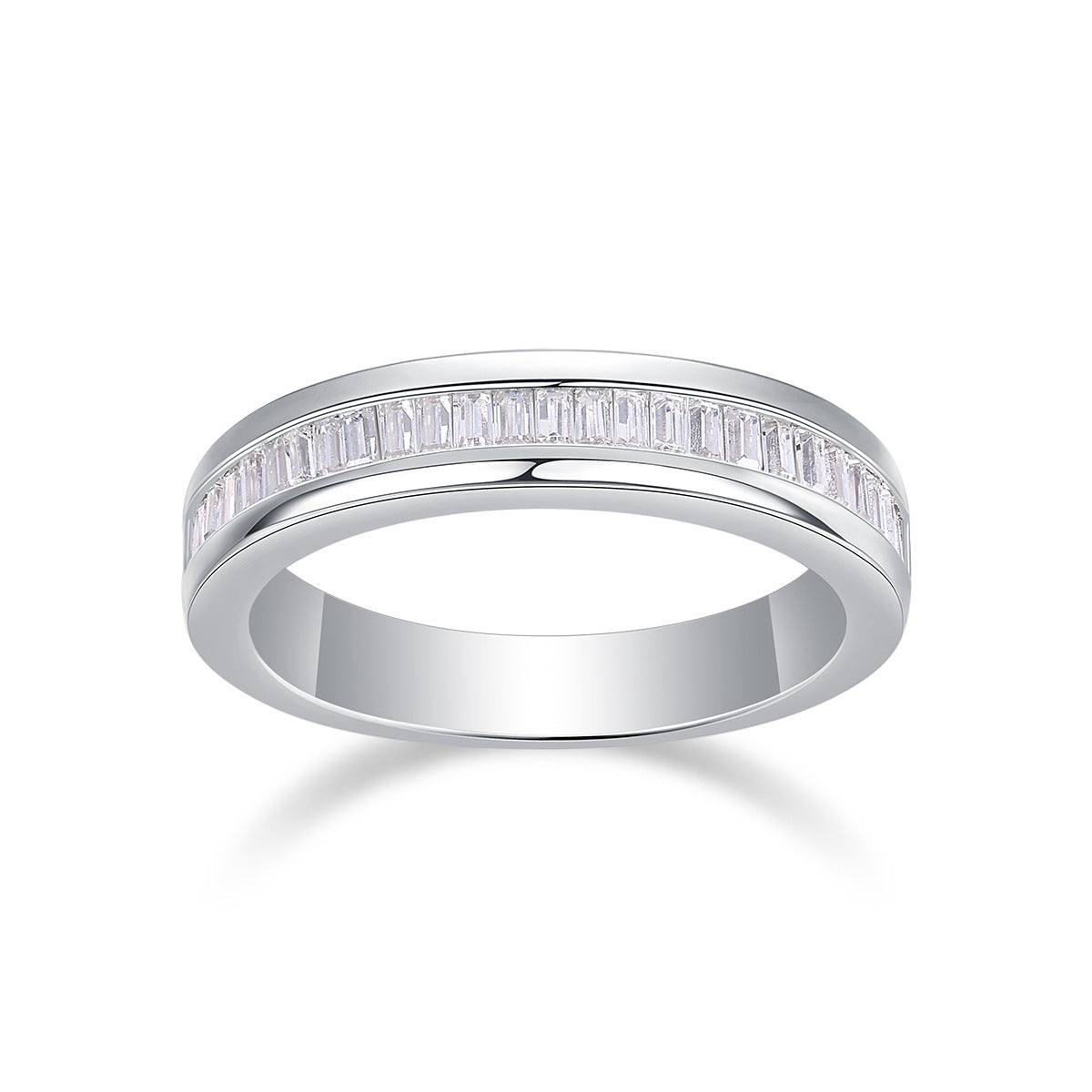 Single Row Emerald Cut Moissanite Ring for Women