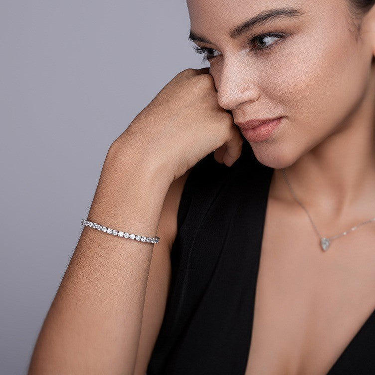 S925 Silver Plated 18K Moissanite Diamonds Tennis Bracelet for Men and Women