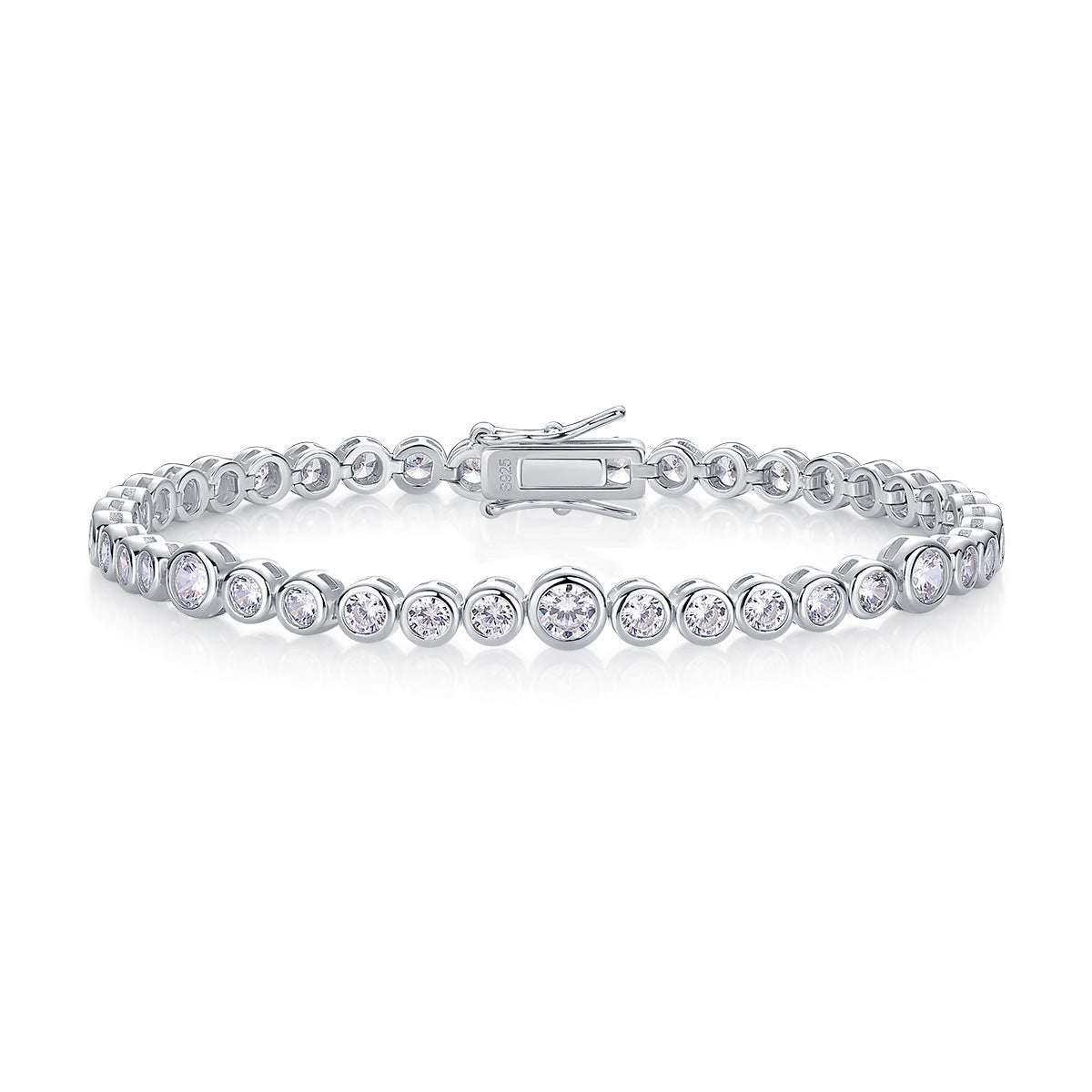 Single Row Moissanite Tennis Bracelet for Men and Women S925 Silver Plated with 18K White Gold